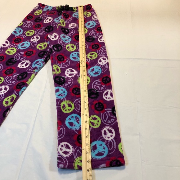 Faded Glory Girl’s Elastic Waist Peace Design Purple Peony Pajama Bottom size L - Picture 4 of 8